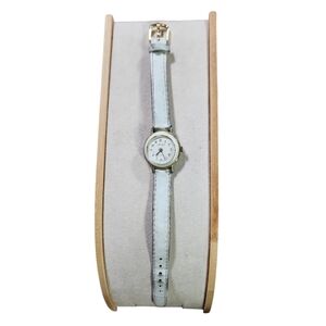 Vintage Swiss Made Hanowa Gold White Leather Band Watch Discolored Tarnished